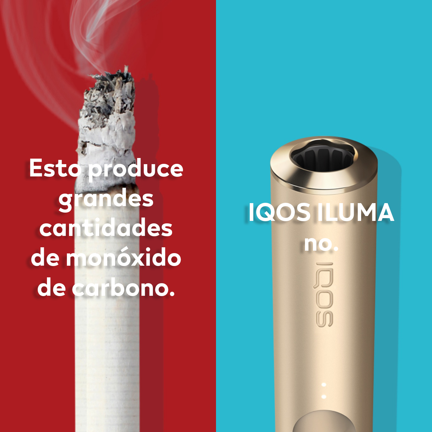 A lit cigarette end and an IQOS ILUMA holder.