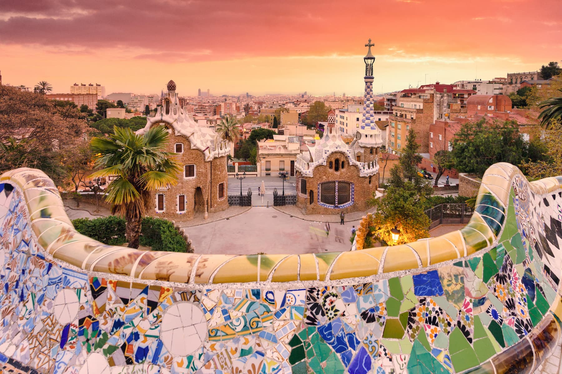 Atardecer en el Park Güell de Barcelona