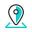 Mapa con pin en turquesa