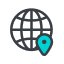 Símbolo de un mundo con pin de localización