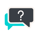 Icono mostrando una conversación, donde uno de los interlocutores está realizando una pregunta