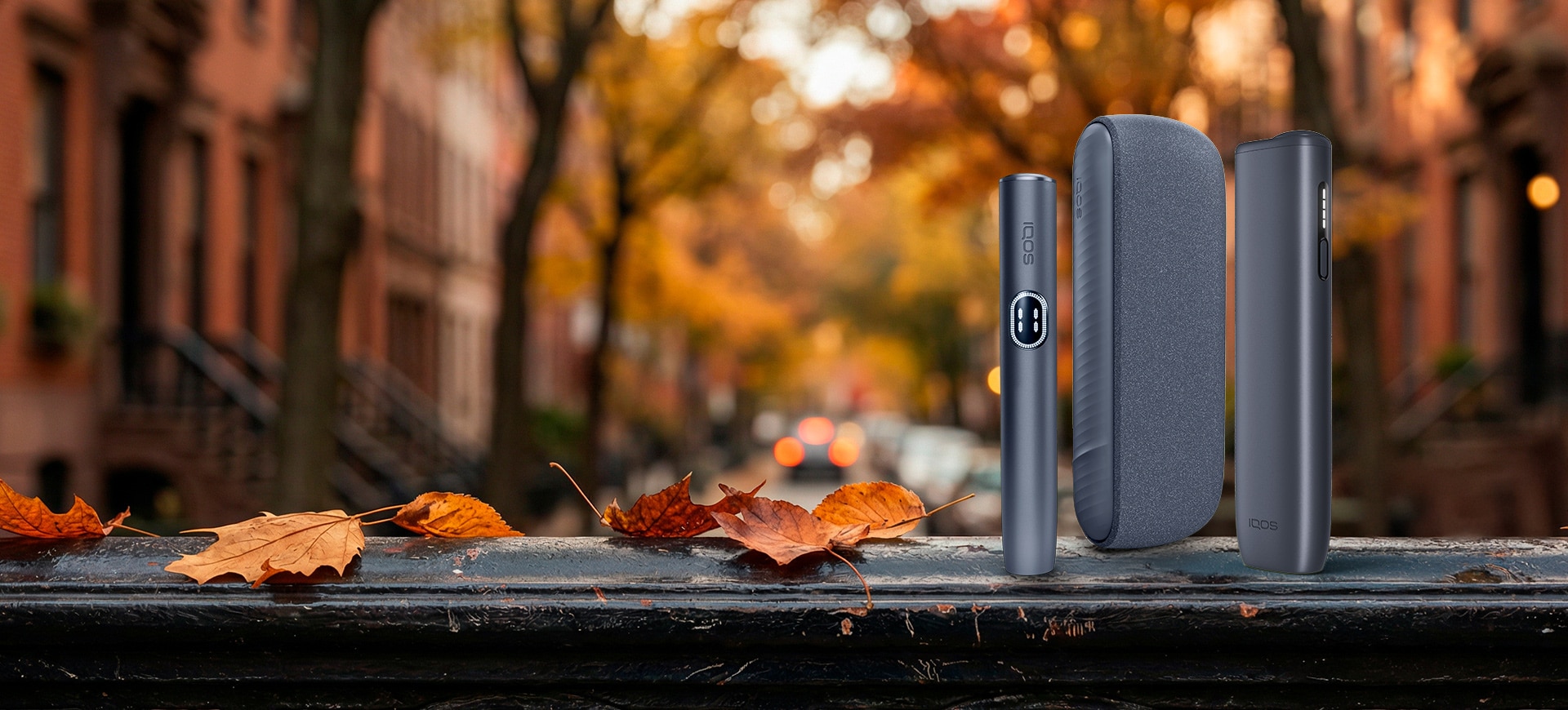 Dispositivo Iqos en Bosque Otoñal