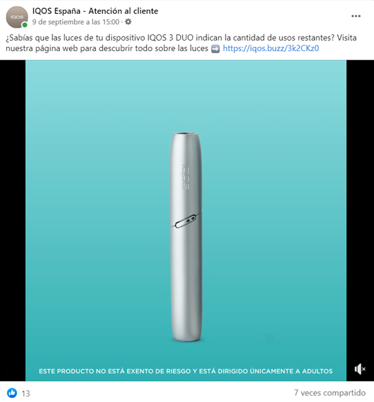 IQOS Facebook page